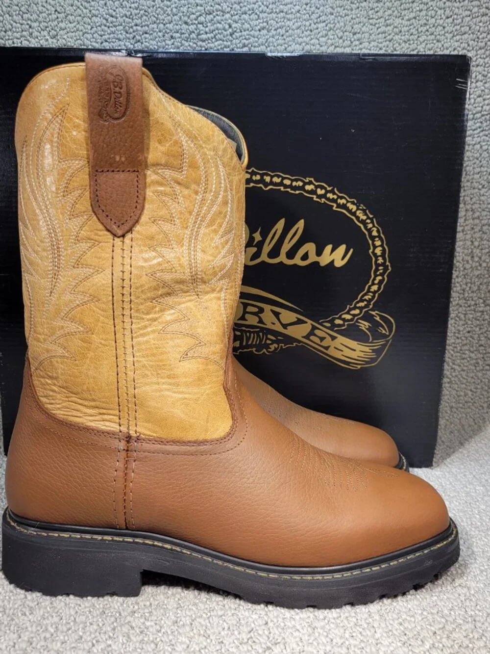 J.B. Dillon Reserve JBRG201 Men's US Size 10.5D Oak/Honey Leather Pull on Boots